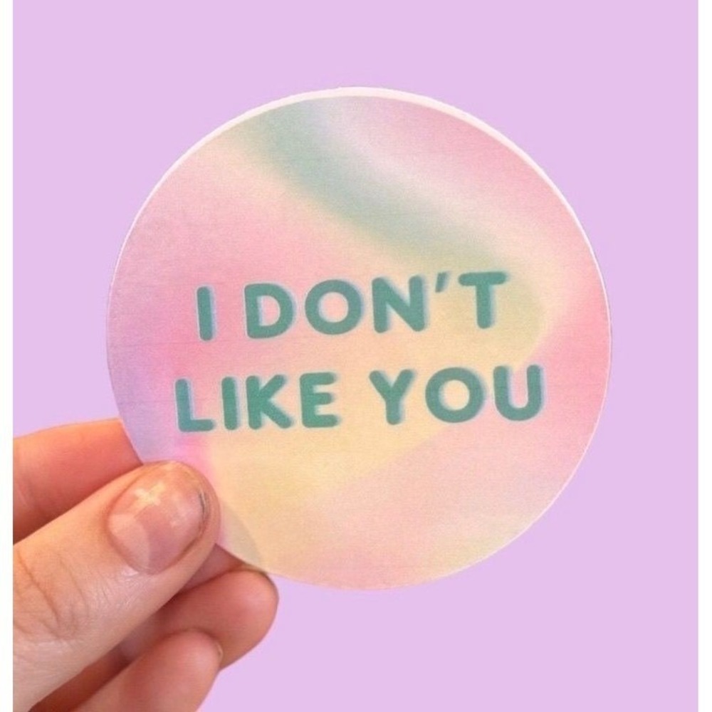 I Don't Like You Pastel Gradient Sticker Sarcastic Funny Vinyl Decal Round
